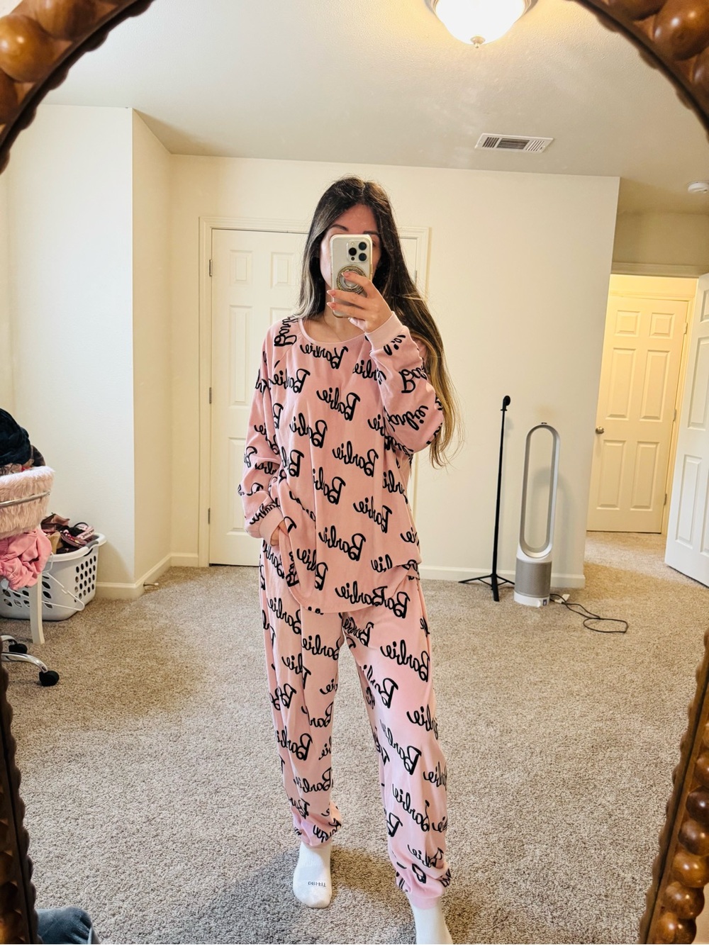 Primark Barbie Pink Velour Lounge Pajama Set Size Large